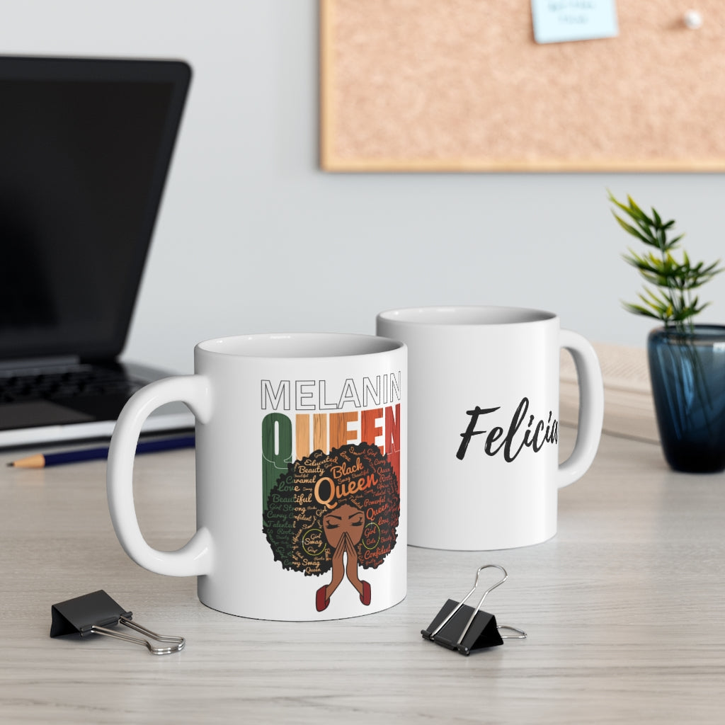 Melanin Queen Personalized Ceramic Mug 11oz