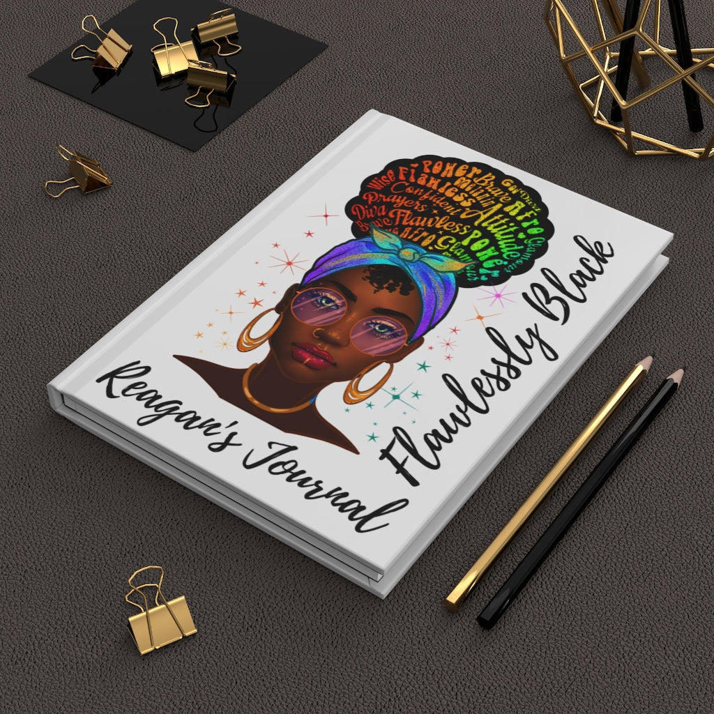 Flawlessly Black Personalized Hardcover Journal Matte Finish