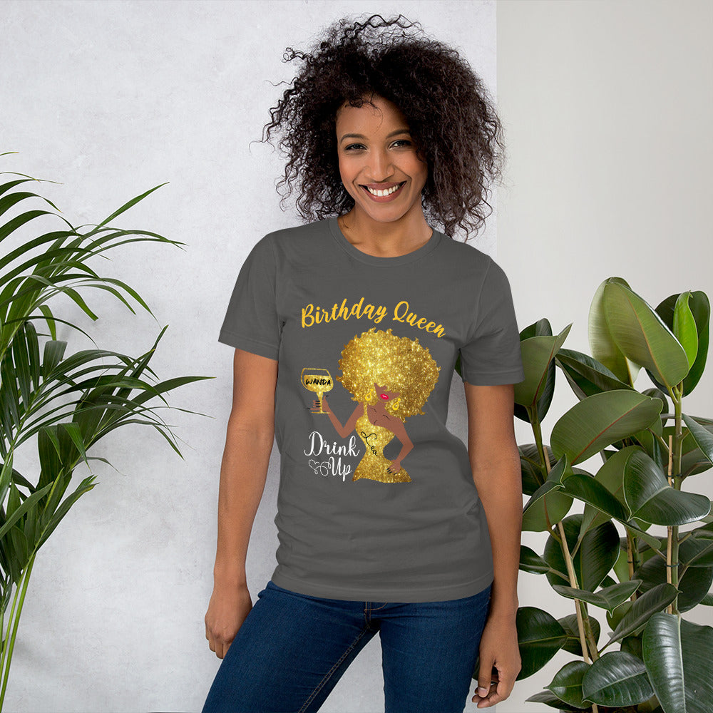 Leo Personalized Birthday Queen Drink Up Short-Sleeve Women's T-Shirt