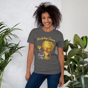 Leo Personalized Birthday Queen Drink Up Short-Sleeve Women's T-Shirt