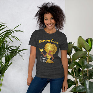 Leo Personalized Birthday Queen Drink Up Short-Sleeve Women's T-Shirt
