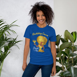 Leo Personalized Birthday Queen Drink Up Short-Sleeve Women's T-Shirt